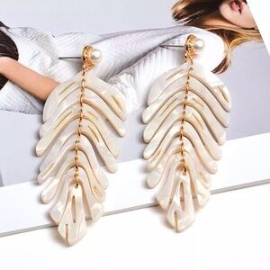 Pearl White Mother-of-Pearl Chandelier Earrings